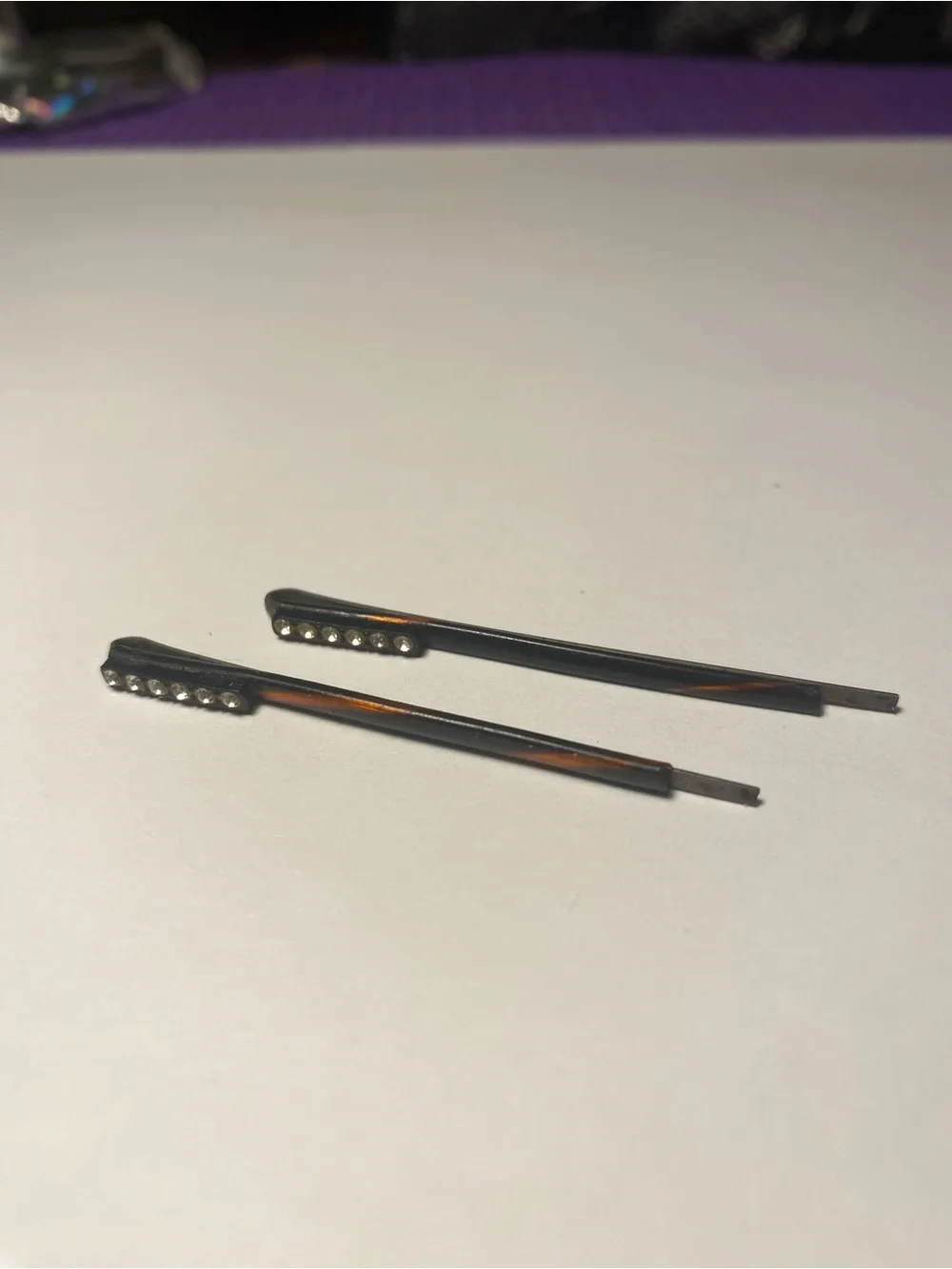 Rhinestone Accent Brown Hair Pins - Set of 2
